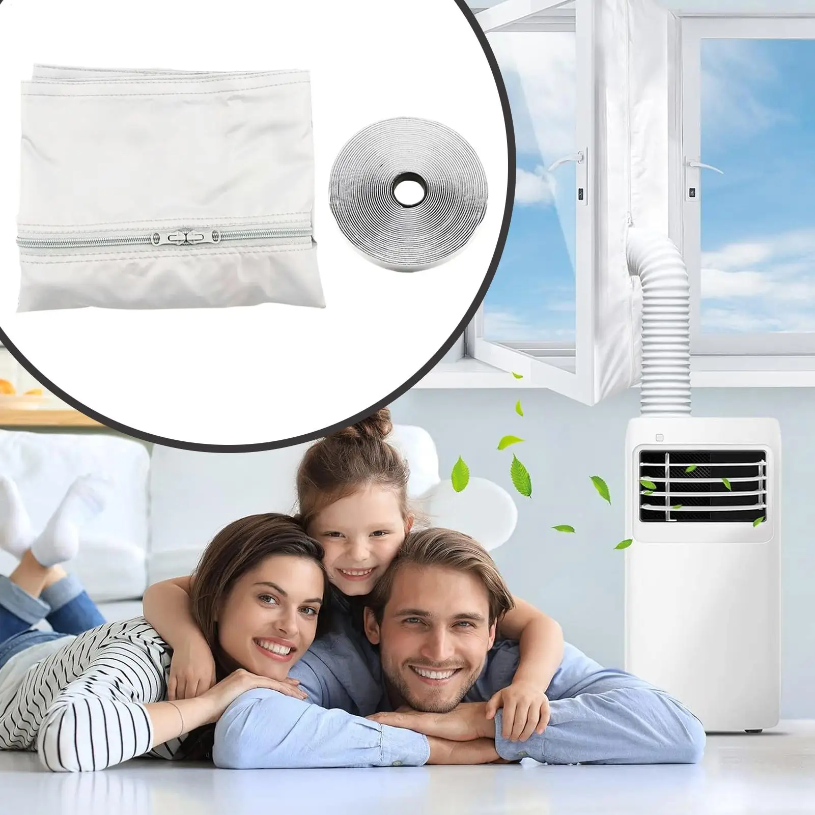 No-Drill Portable AC Window Seal Kit 3/4M For Mobile Air Conditioner Exhaust Ventilation Attachment Casement Seal Cloth