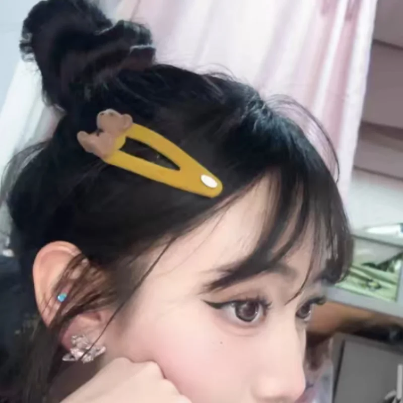 

Заколки для волос Little Bear для девочек, 1 шт., флокированные, милые, нежные, для челки, заколка-хлопушка, модная женская заколка-барретка, осенне-зимний аксессуар для волос