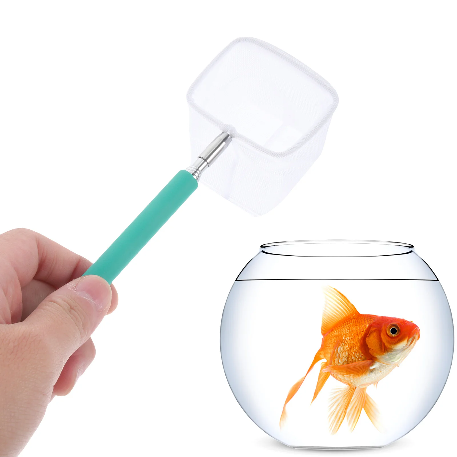 

3D Retractable Stainless Steel Fishing Net Deep Soft Mesh Telescopic Aquarium Net for Fish Shrimp Residue Removal