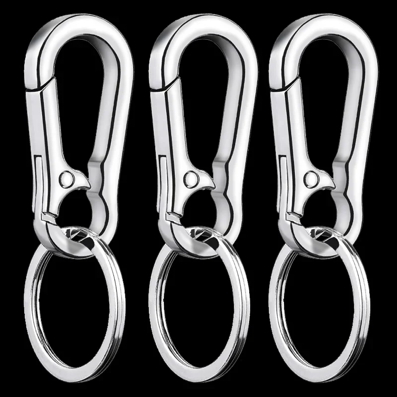 Classic Men Stainless Steel Gourd Buckle Keychain Waist Belt Clip Anti-lost Buckle Hanging Fashion Key Ring Car Decoration Gift