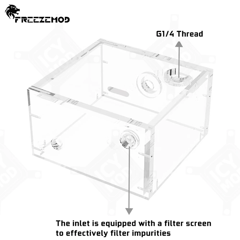 FREEZEMOD Dual Optical Drive Square Acrylic Reservoir Water Tank 8mm Board G1/4 Thread GQSX-Y3