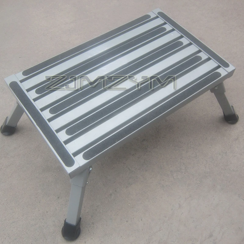 RV Platform Step Stool Aluminum Folding Platform Stool With Non-Slip Rubber Feet Step Stool One Step Ladder For Garage Truck