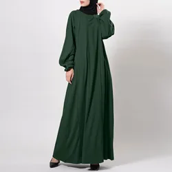 New Arrival Fashion Muslim Kimono Abaya Nida Small Sleeve Pockets Dubai Islamic Dresses Turkey Khimar Robe Moroccan Woman Caftan