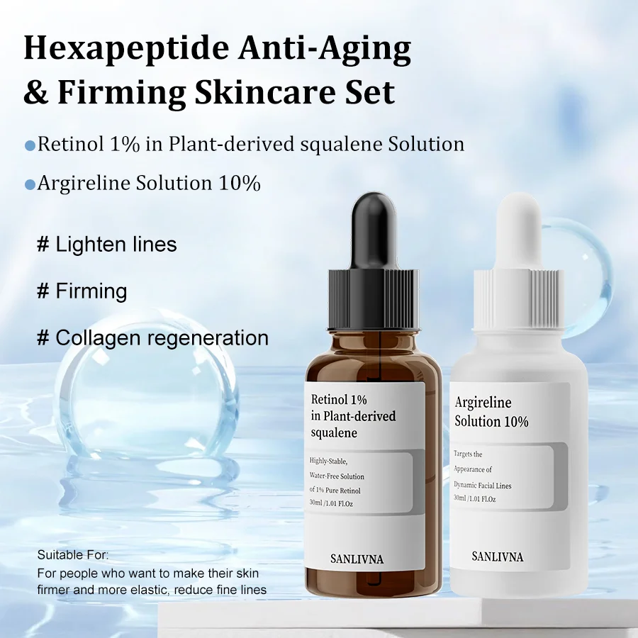 Sanlivna Korean Skincare Hexapeptide Duo - 1% Retinol + 10% Argireline para reafirmante y brillo