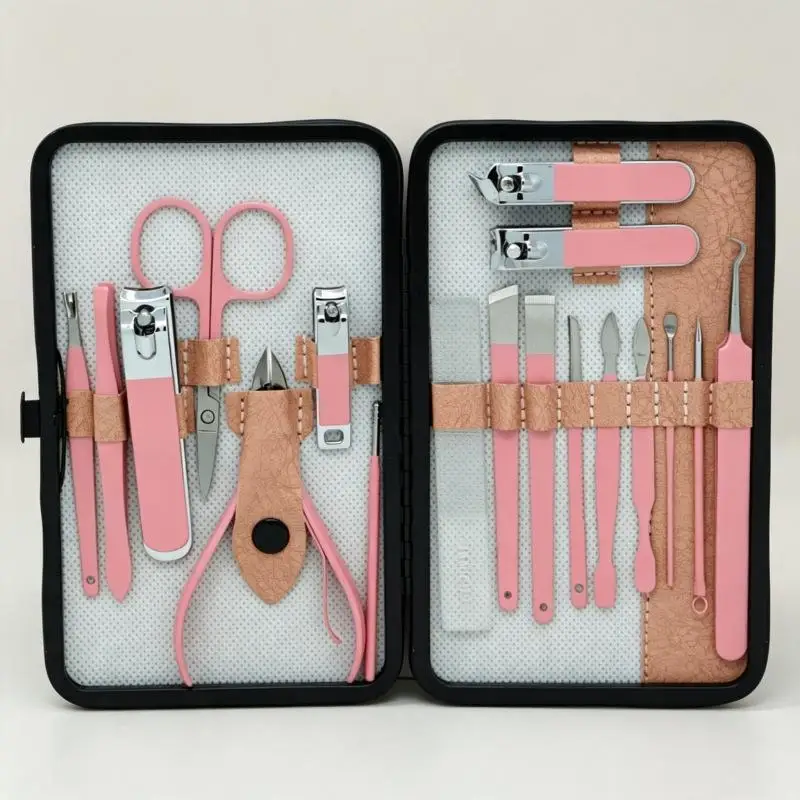 7/18Pcs Stainless Steel Manicure Nail Care Set With Sharp Durable Tools Portable Storage Case For Home Travel Business Trips