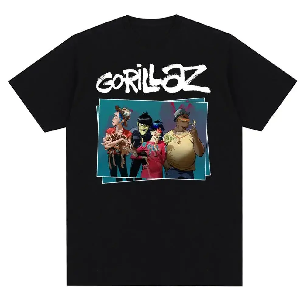 Fit Music Band Gorillazs Punk Rock Fashion Printed Tee 90s Graphic Printing High-end Luxury Unisex Style Both of Men and Women