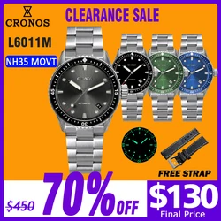 Cronos Diver Men Watch Fifty Sunray Dial  Date Automatic NH35 200M Water Resistant Ceramic Bezel Bracelet