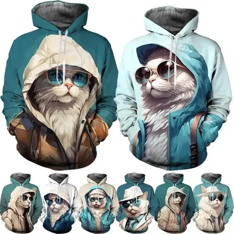 Cool Designs Cat Graphic Hoodie Men Clothes 3d Printed Funny Kids Hoodies Women Harajuku Fashion Y2k Pullover Sweatshirt Hoody