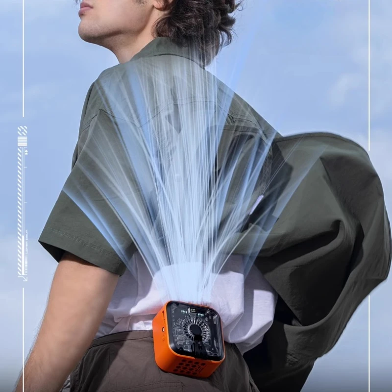 Solar-Powered Wearable Fan 5Speed Clip-On Cooling System with Replaceable Battery Ideal for Outdoor Activities/USB Rechargeable