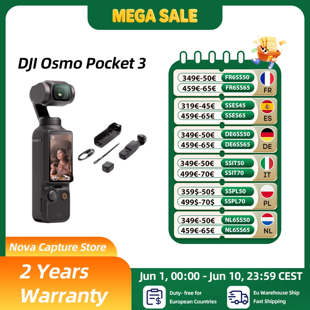 Expédition UE DJI Osmo Pocket 3 Capteur puissant de 1 pouce 4K/120fps Écran tactile rotatif de 2 pouces Original neuf en stock Pocket 3