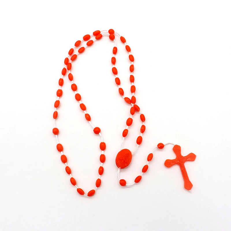 Luminous Catholic Christ Jesus Cross Plastic Rosary Crucifix Necklace Religious Church Decoration Wall Crosses Souvenirs Gifts