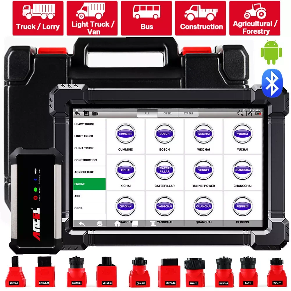 

2024 Ancel X7 HD Diesel Heavy Duty Truck Diagnostic Tool ECU Oil Reset Bi-directional 24V 12V All System OBD2 Truck Scanner