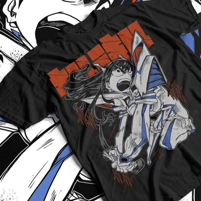 2026 Summer Hot Sale Anime Kill La Kill Ryuko Matoi T-shirt Unisex Hip Hop Streetwear Top Y2K Gothic Cotton Oversized T-shirt