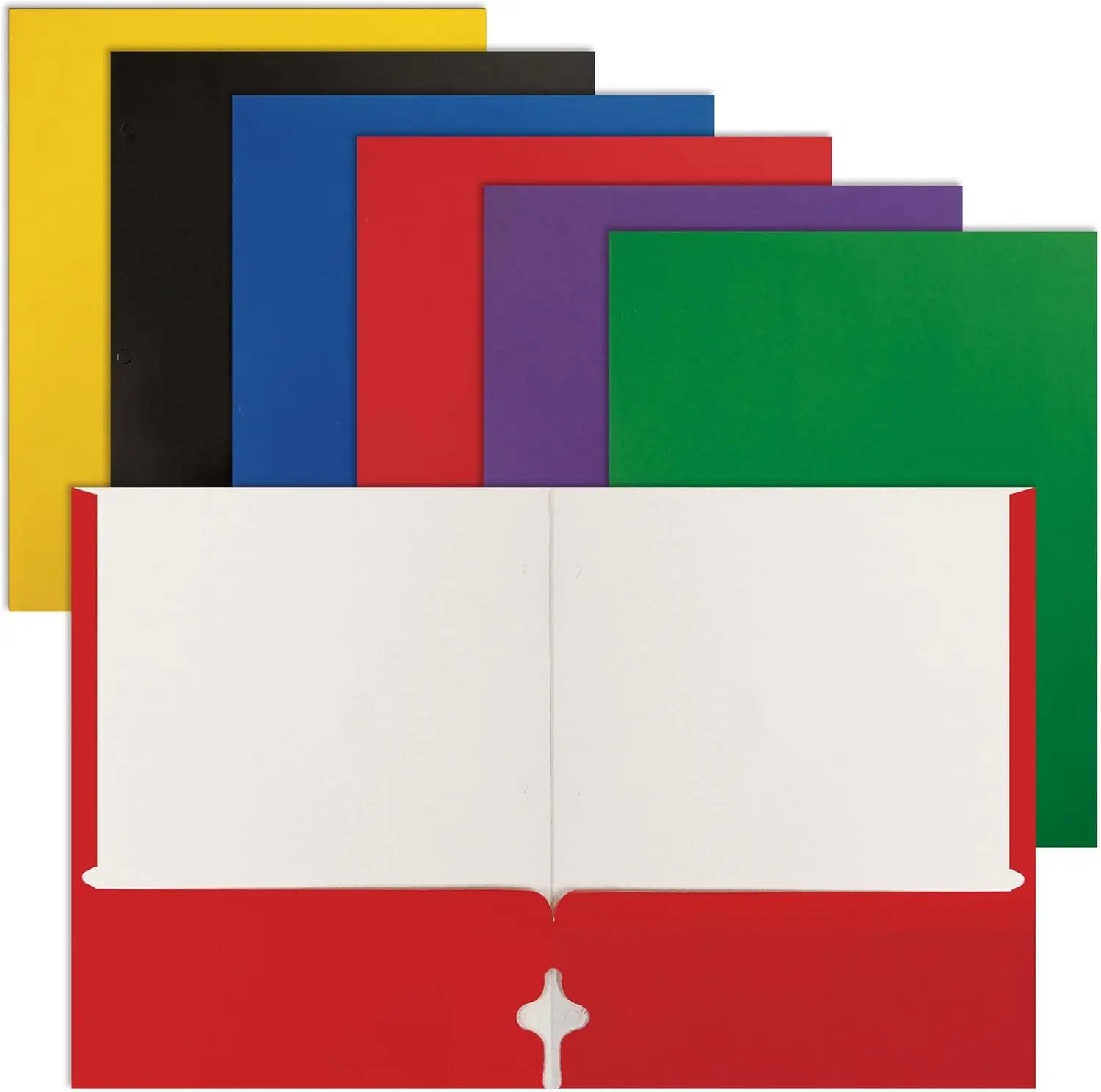 

2 Pocket Folders Bulk 100 Pack, Letter Size Paper Portfolios, Assorted Primary Colors, Durable for School Office Classroom