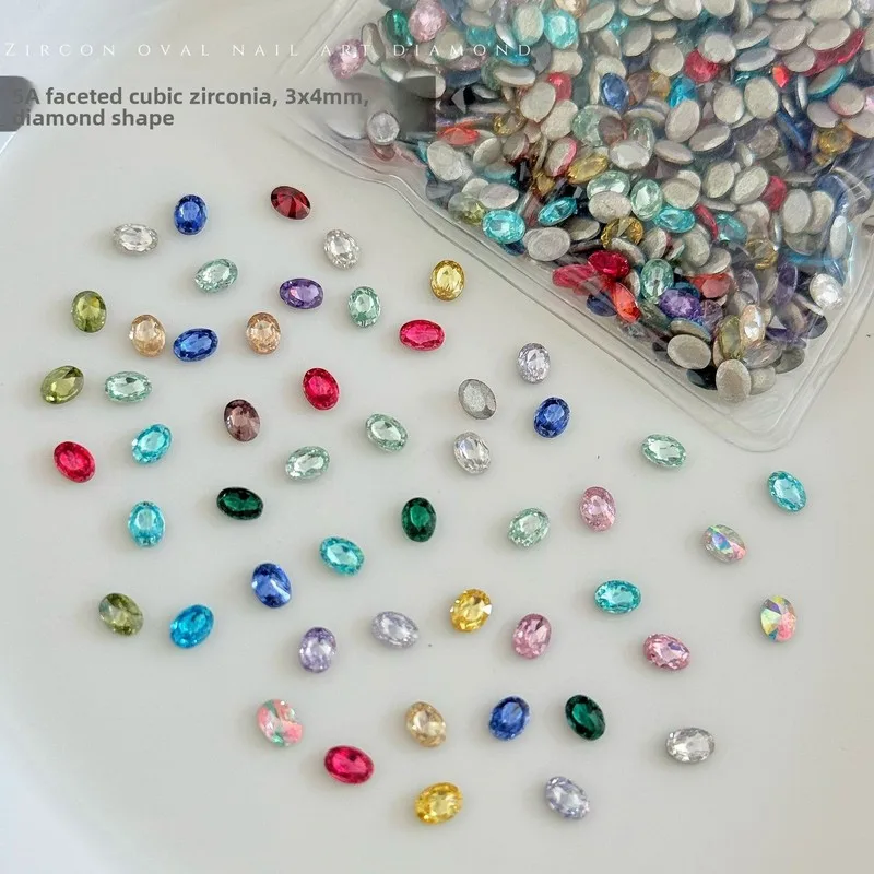 LYLE 50Pcs 3x4 Oval Zircon Flatback Nail Art Rhinestones Sparkly K9 Irregular Wearable Nail Charms DIY Accessories Wholesale Set