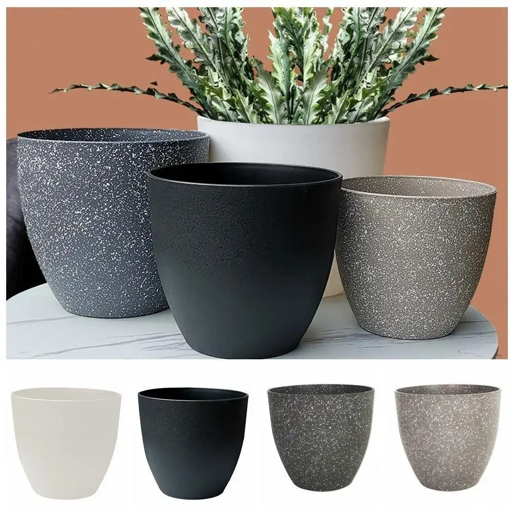 Fashion Plastic Bonsai Flowerpot Frosted Imitation Stone Balcony Plant Pot Large-capacity Plant Growth Cultivation Pot for Home