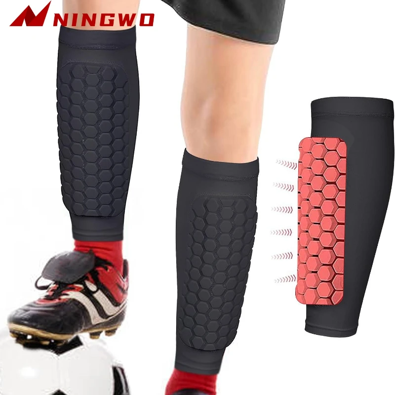 Soccer Shin Guard Shin Pad For Youth Adult, Calf Compression Sleeve With Honeycomb Pad, Support Protector 1PC