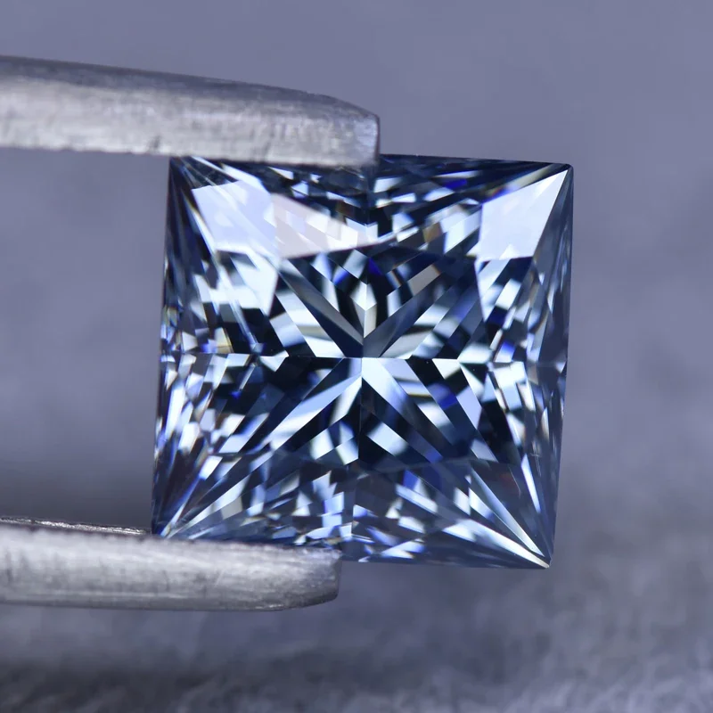 Moissanit im Prinzessinnen-Schliff, Primärfarbe Königsblau, für Schmuckherstellung, DIY-Ring, Halskette, Ohrringe, Materialien mit Zertifikat – Detail 5