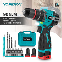YOFIDRA 16.8V 90N.M Brushless Electric Hammer Drill 20+3 Torque Cordless Impact Screw Driver Screwdriver Woodworking Power Tool