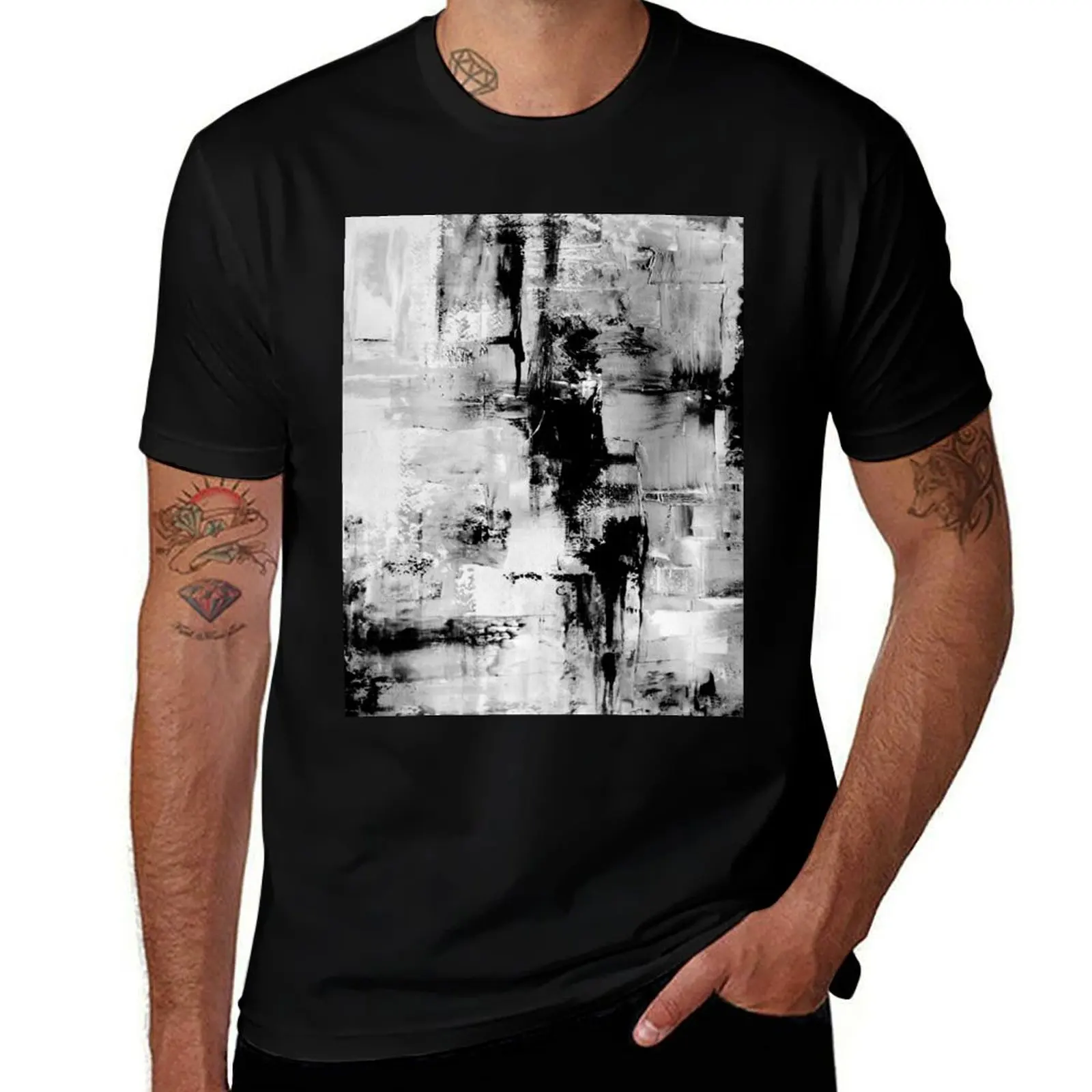 

Black and white abstract art T-Shirt man t shirt heavy cotton man t shirts graphic T-Shirt