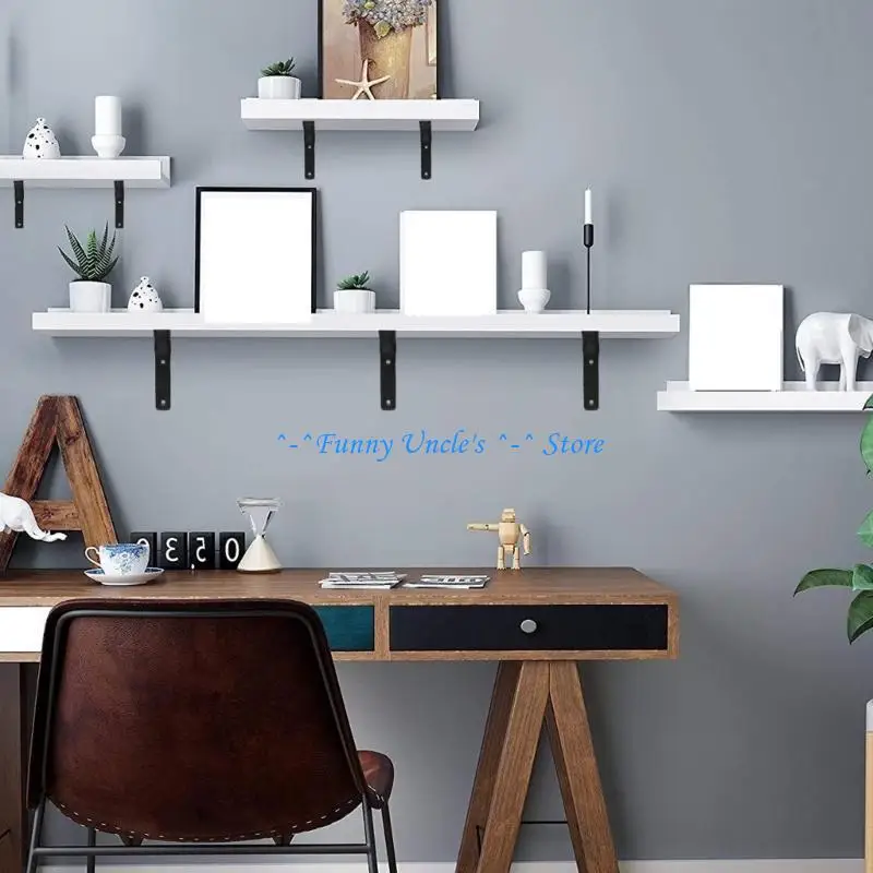 

E7CD 4Pcs Heavy Duty Wall Mount Floating Shelf Brackets for Kitchen Office and Garage