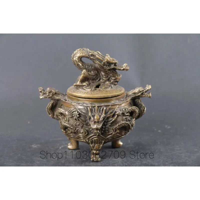 

exquisite hand carved Old mark brass copper dragon Incense Burners