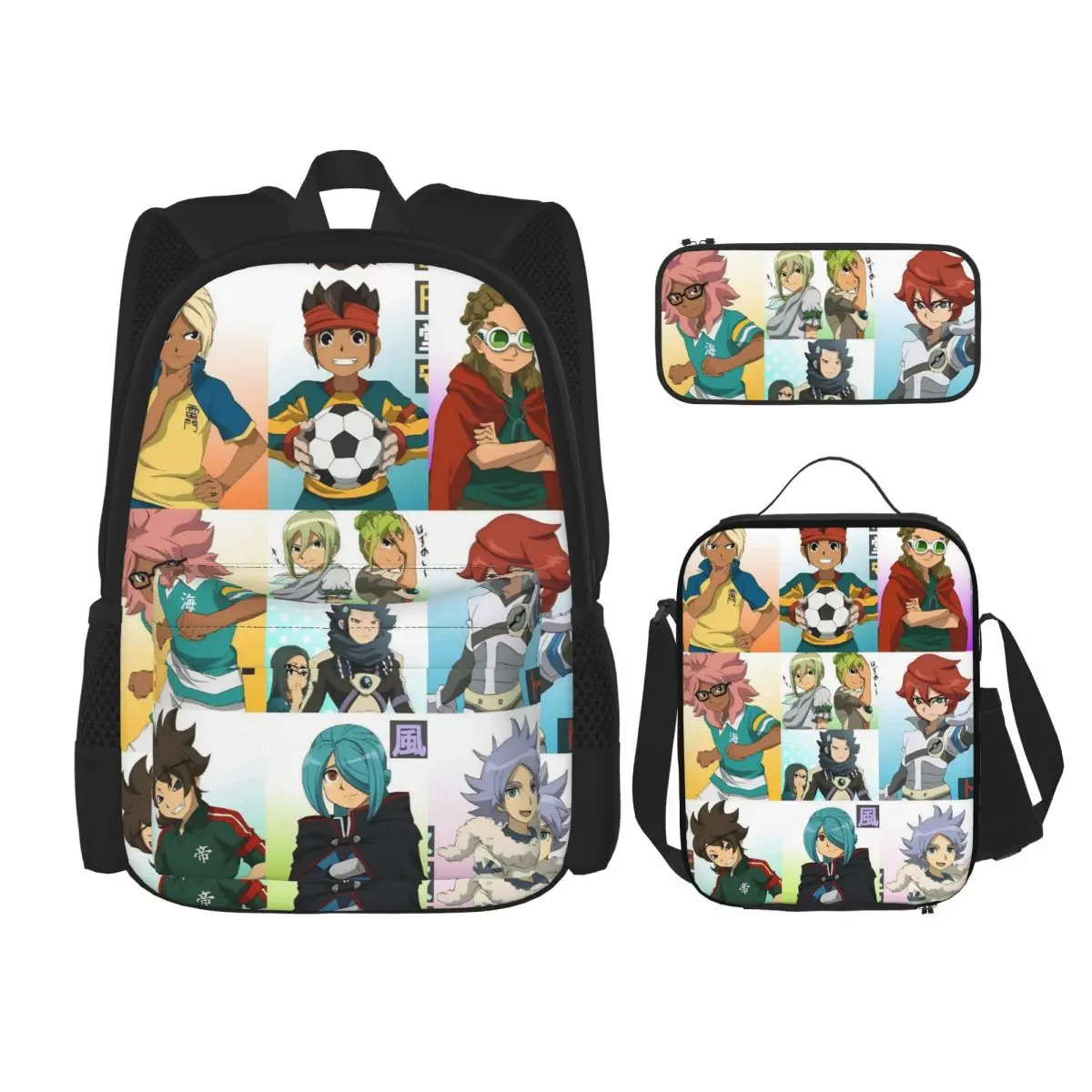 

3pecs/set Kanon Endo Backpack for Student High-capacity Inazuma Eleven Soccer Anime Laptop Canvas Bags Lunch bag Pencil Case