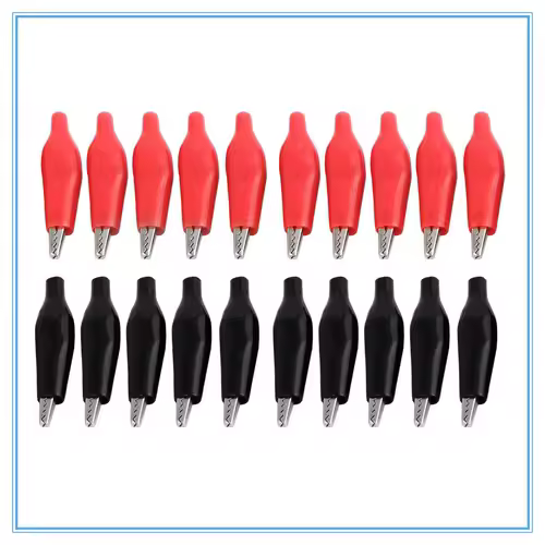 20 Pcs Crocodile type Clip 28MM Black Red Blue Black Yellow Soft Plastic Coated Testing Probe Mini Alligator Test Clips - Image 2