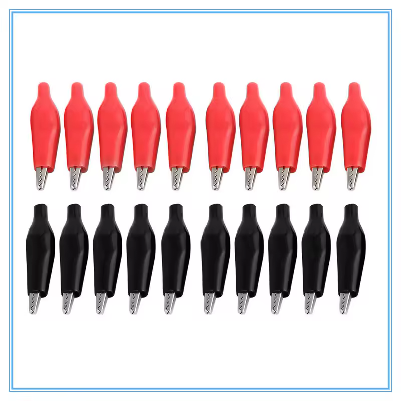 20 Pcs Crocodile type Clip 28MM Black Red Blue Black Yellow Soft Plastic Coated Testing Probe Mini Alligator Test Clips - Image 2