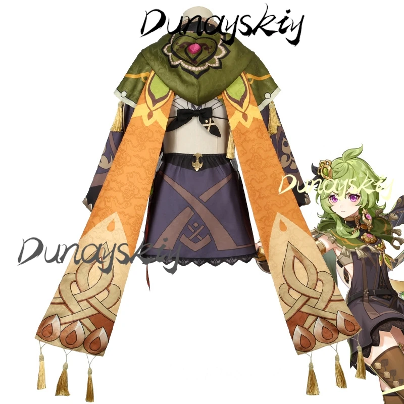 Genshin Impact Collei Cosplay Costume Wig Uniform Halloween Party Role Play Outfit for Women Girl Customized Outfits