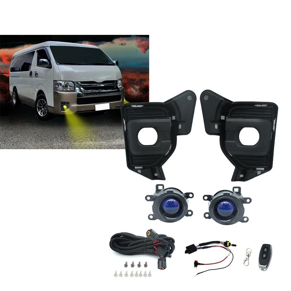 Car Front Bumper Fog Lights Assembly Dual Color LED Fog Lights Low Beam High Beam for Toyota Hiace 2014-2019 Fog Lights