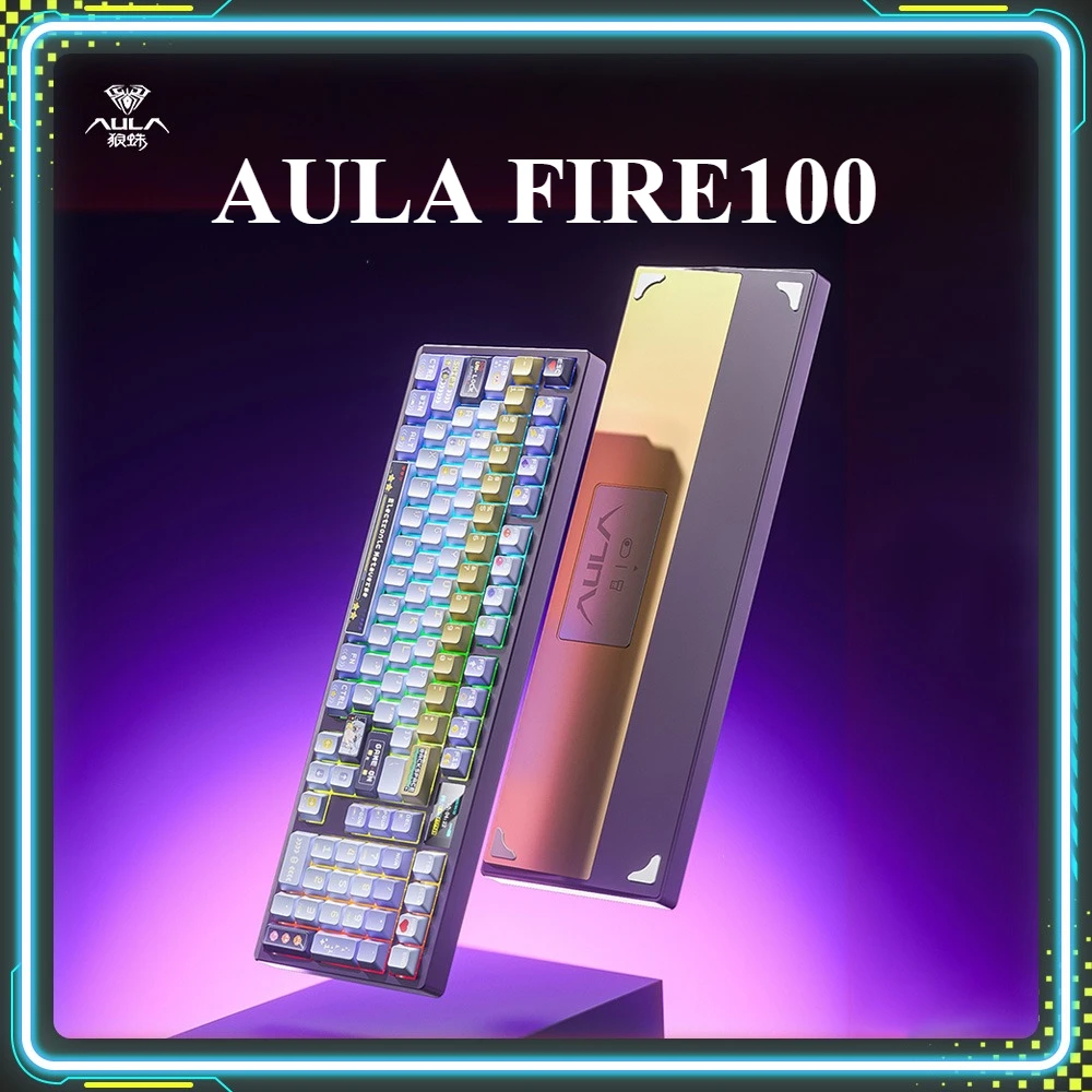 

AULA FIRE100 Gaming Keyboard Aluminium Alloy Hot Swap Custom Wireless Tri-Mode Mechanical Keyboard PC E-Sports Accessory Gifts