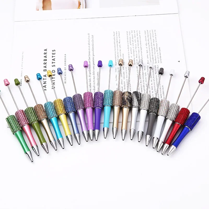 10pcs DIY Diamond Bead Pen Gradient Diamond Ballpoint Pen Handmade Bead Advertising Gift Pen Wholesale in Stock