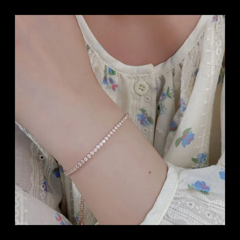 AliExpress S925 الفضة الاسترليني الماس الزركون سوار التنس، أنيق تنوعا السيدات سوار الماس