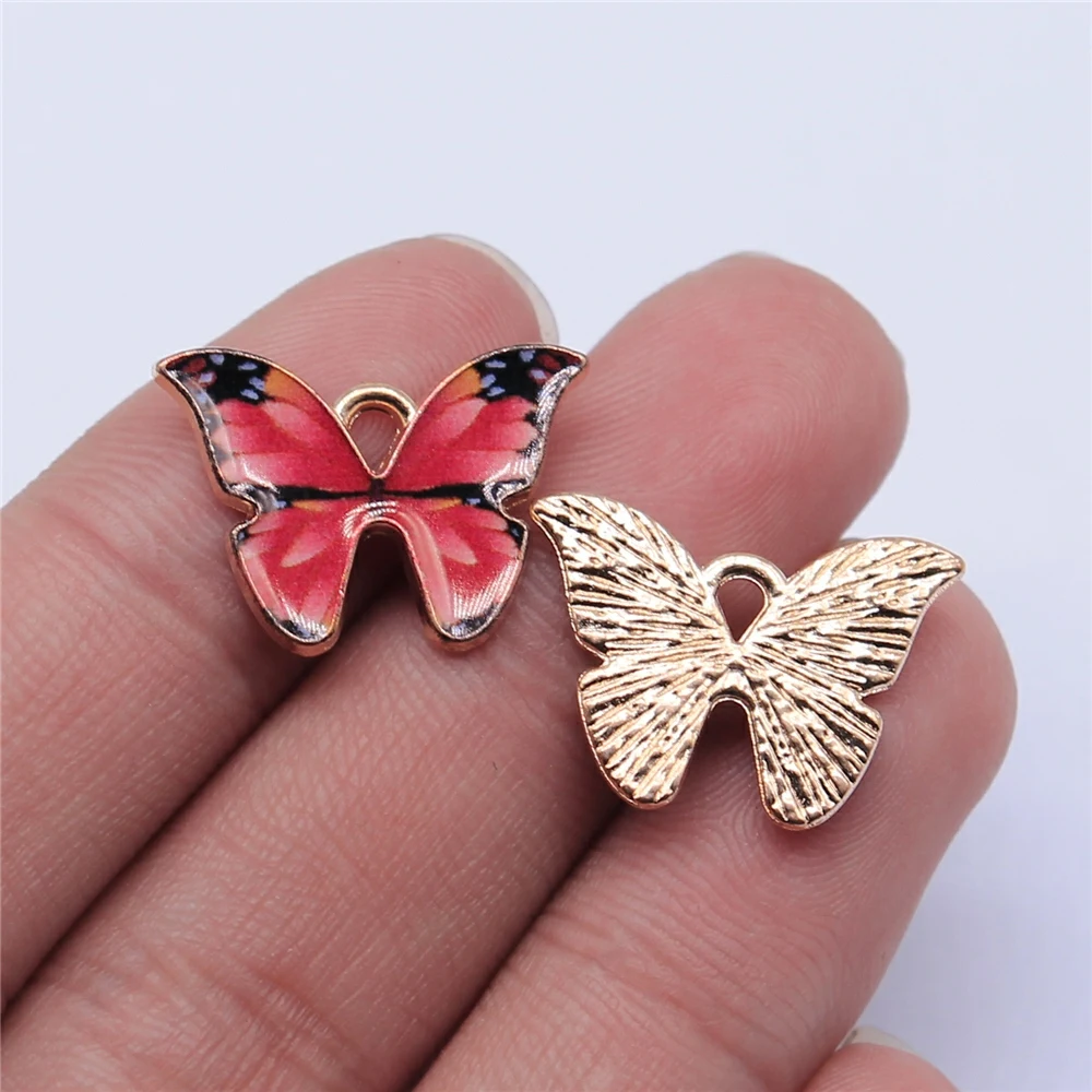 WYSIWYG 10pcs 21x15mm KC Gold Color Enamel Butterfly Charms For Jewelry Making DIY Jewelry Findings