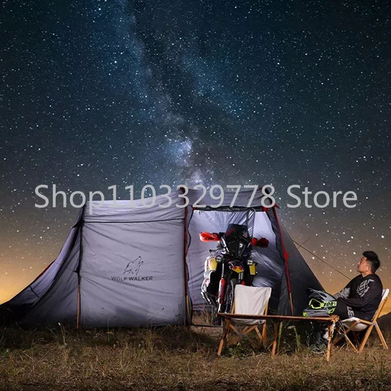 motorcycle hiking tent outdoor camping cloud tourer Double Layers motorcycle storage 2 man tent