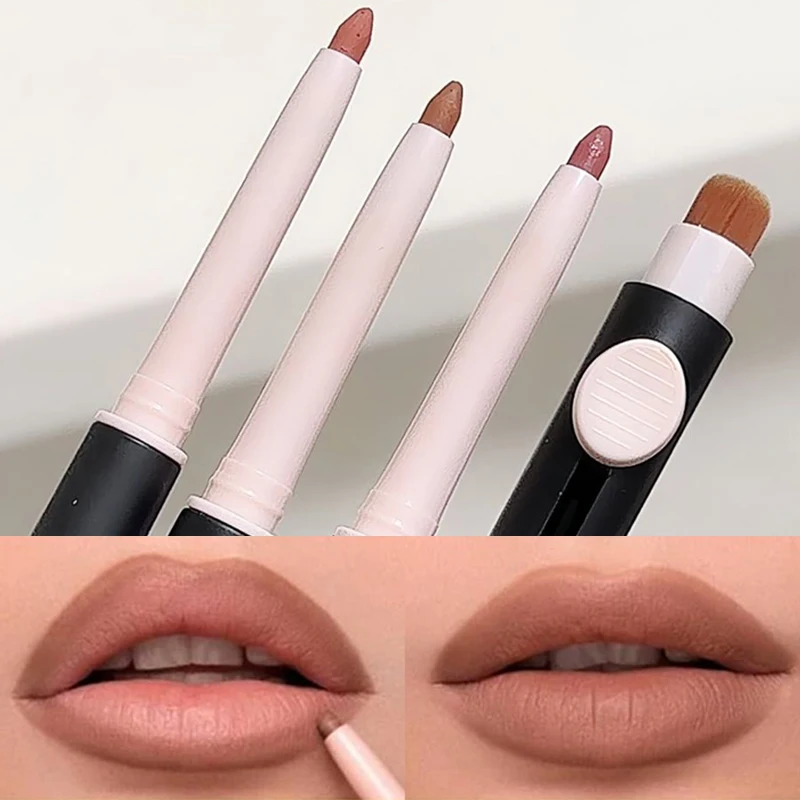 Lápiz Delineador de labios mate de terciopelo 3D, resistente al agua, de larga duración, contorno Natural, lápices labiales, taza antiadherente, maquillaje de labios cosmético