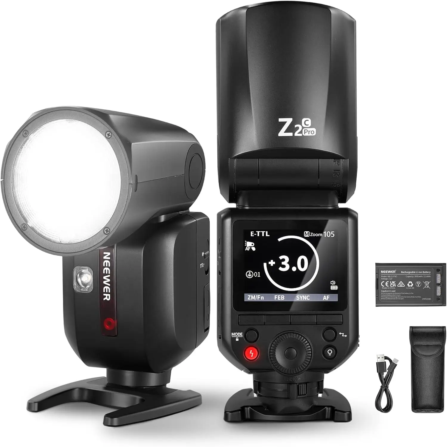 

NEEWER Z2 PRO 2.4G TTL Round Head Flash Speedlite For Sony/Nikon/Canon Wireless Compatible with Godox Flash
