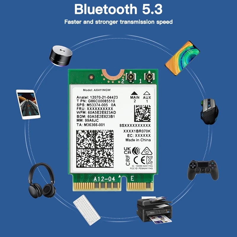 Imagem -05 - Adaptador de Rede para Laptop e pc Wi-fi Card 6e Cnvio2 Bluetooth 5.3 Tri-band 5374mbps Win10 1164bit