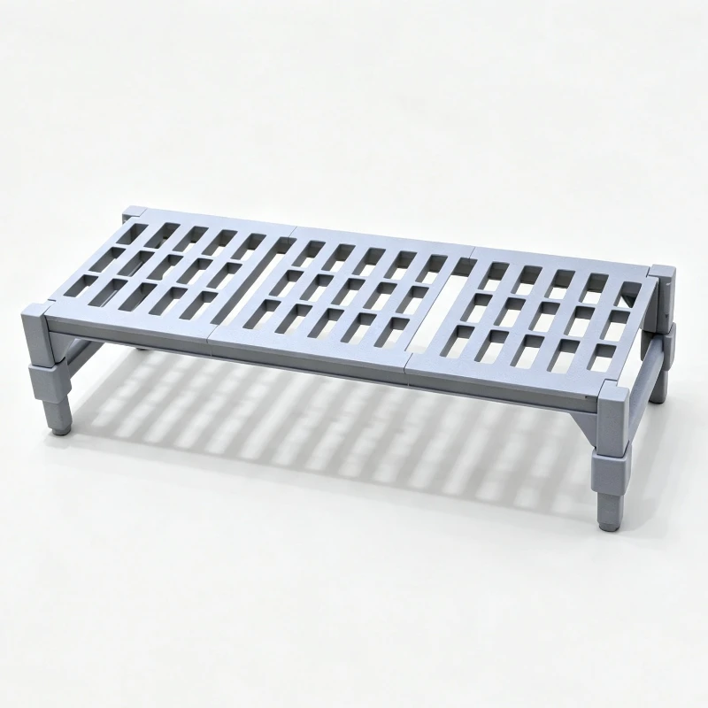 Kitchen plastic steel pad shelves, strip format off-ground shelves, restaurant dry goods stacking shelves, storage, back kitchen