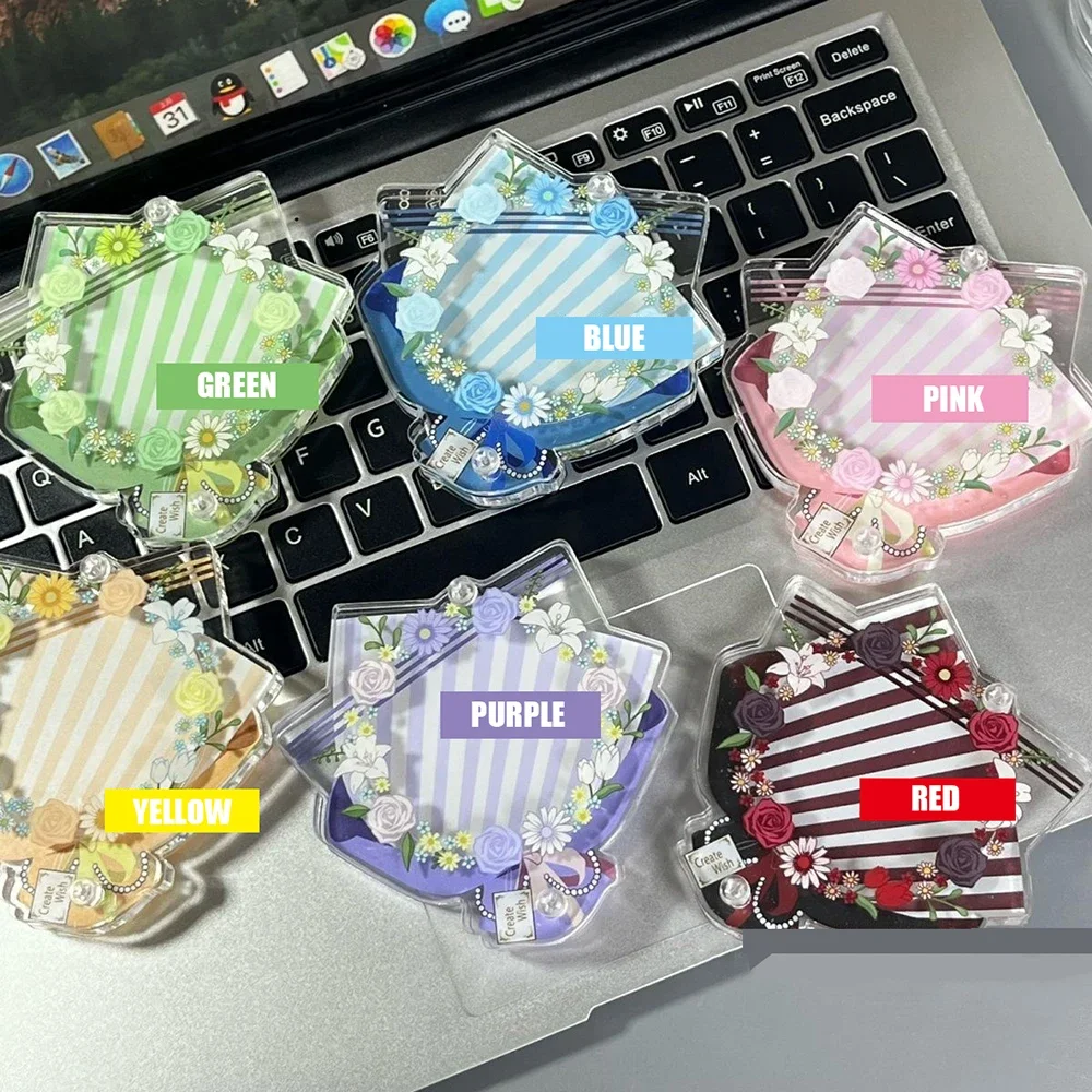 Eternal Flower Bouquet 58mm Card Frame Acrylic Beauty Storage Box, Badge Decoration Storage Box, Gift Friend