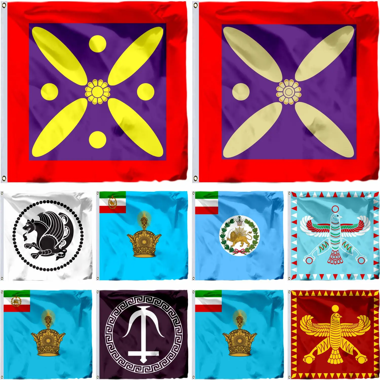 Persia Cyrus the Great Flag 4x4ft Derafsh Kaviani Flags Late Sassanid Empire Banner 21X21CM Imperial Vali Adh Iran 60X60CM