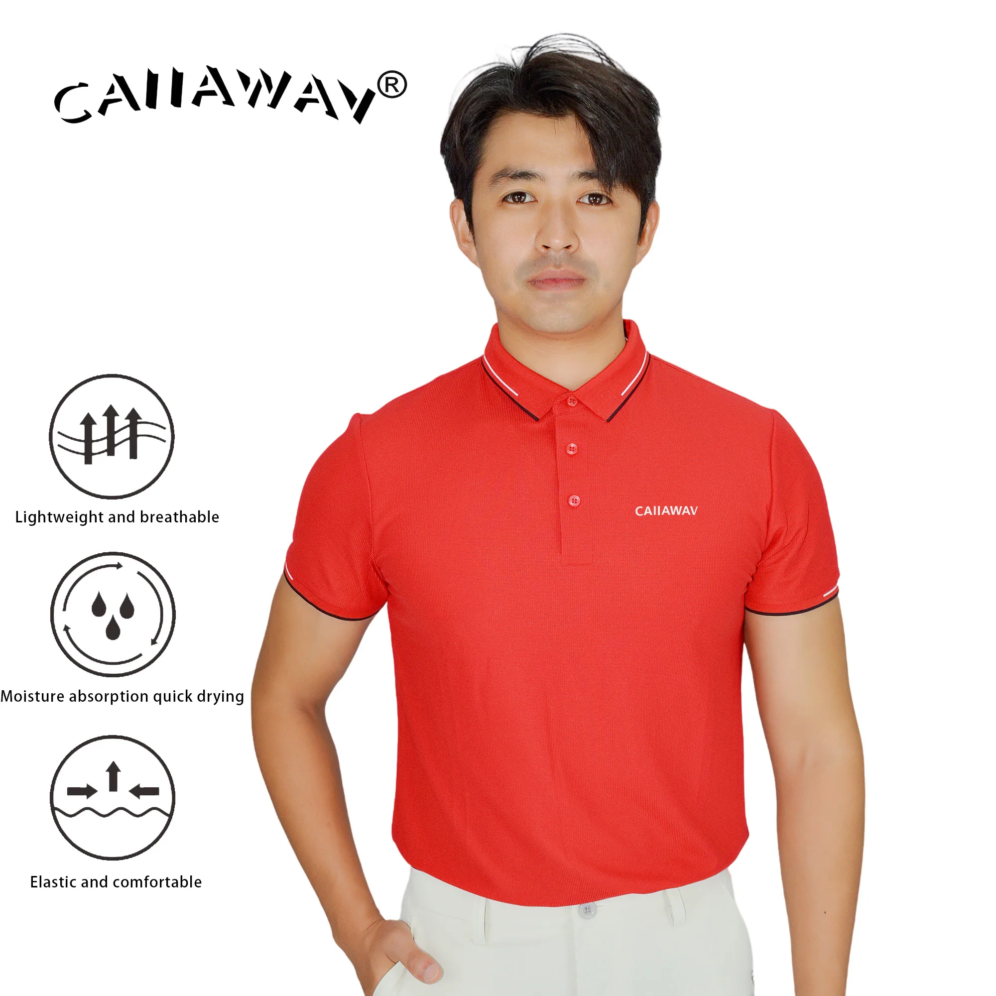 Caiiawav Golf T-Shirt Herren Sommers port Polos hirt Feuchtigkeit transport Golf Kurzarm