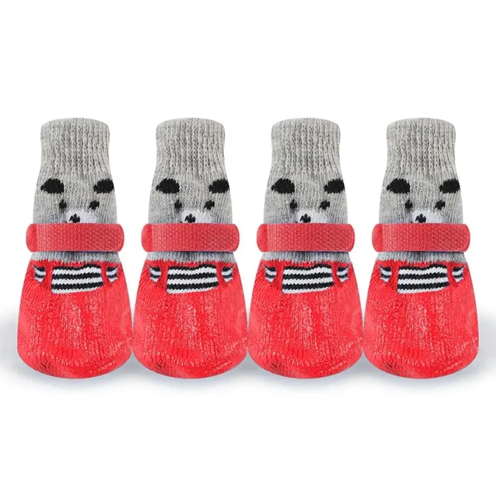 2 Pair Autumn Winter Pet Dog Shoes Socks Waterproof Cats Rubber Socks Non-slip Dog Rain Snow Boots Socks Dogs Knitting Warm Sock