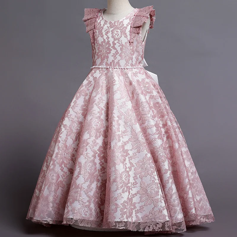 Robe de demoiselle d'honneur en dentelle pour enfants, robe de Rhélégante pour enfants, robe de reconstitution historique de princesse, fête de mariage, robes de banquet pour enfants