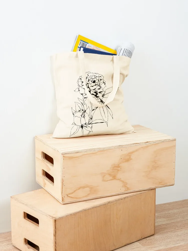 Botanical Series - Peony - Pen and Ink Sketch Tote Bag bag for beach sac pour femme Lady bags personalized tote