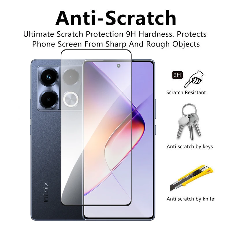 2/3/4PCS For Infinix Note 40 Tempered Glass For Infinix Note 40 Screen Protector HD Full Cover Glue Protective Glass For Note 40