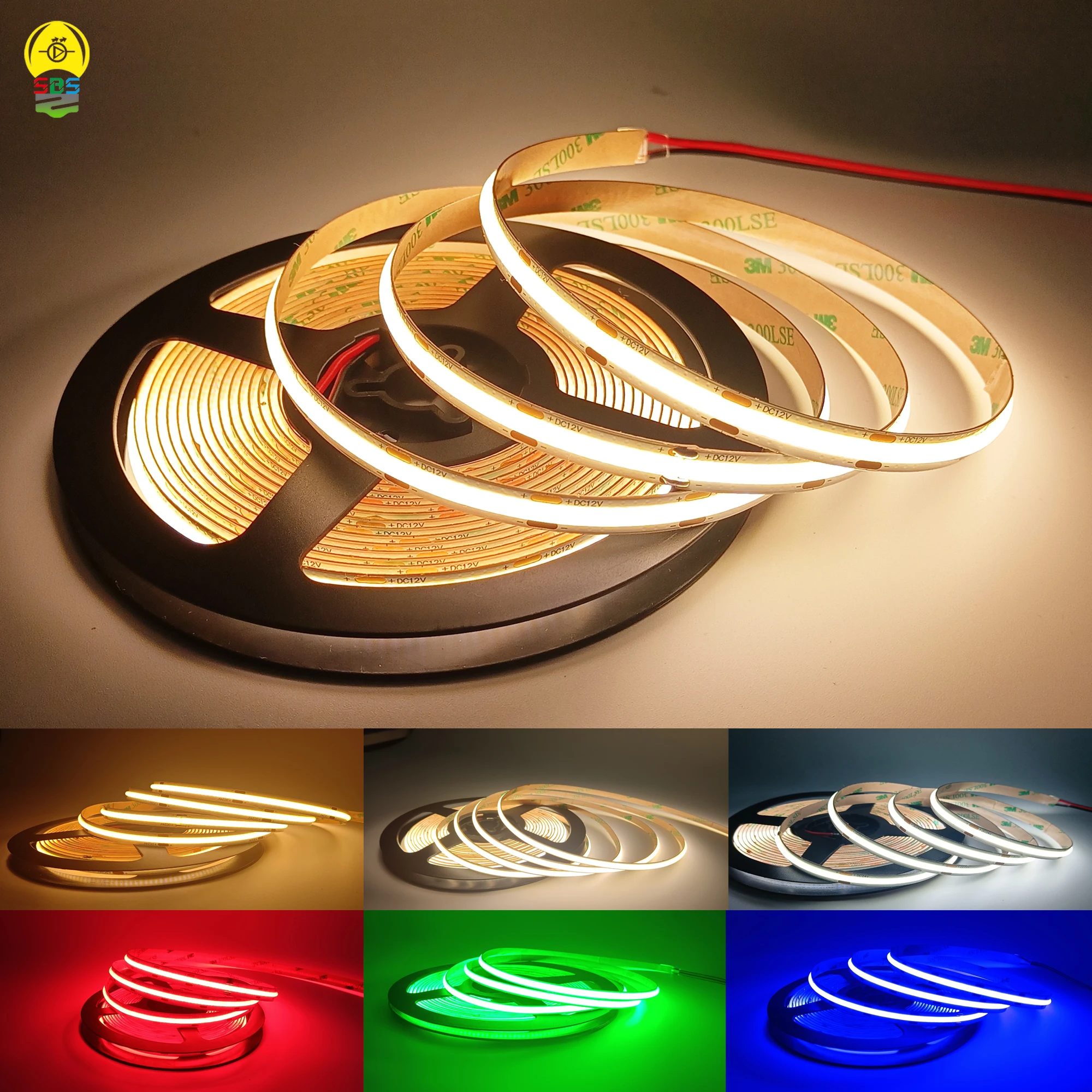 

FOB COB LED Strip Light Bar 12V/24V High Density Flexible FCOB LED Lamp Ribbon Linear Dimmable Diode Tape for Garden Light Bulbs