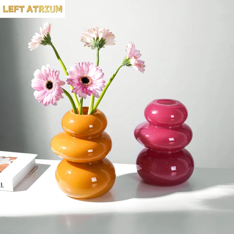 Medieval Lily Vase Ornaments Living Room Flower Arrangement Glass High Sense French Retro Cream Table High Flowerarrangementvase