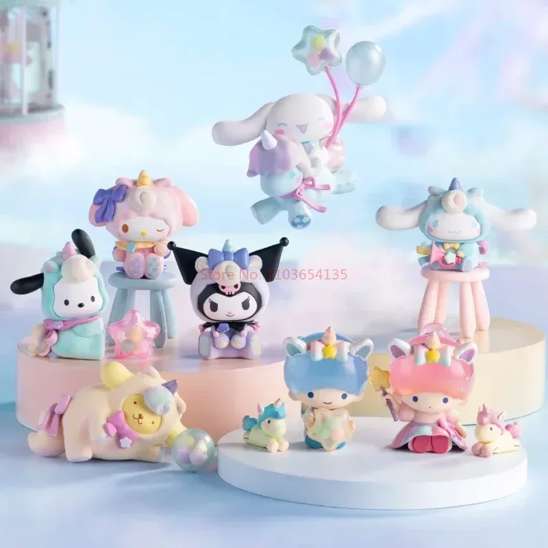 Sanrio Wonderland Series Cinnamoroll Pochacco Kuromi My Melody Anime Figure Model Decoration Ornament Kawaii Desktop Toys